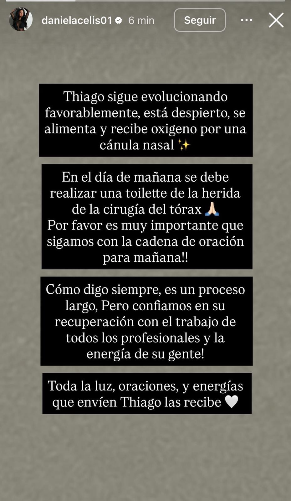 Cómo evoluciona Thiago Medina tras despertarse del coma.