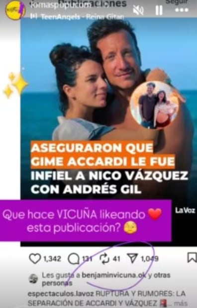 El like de Benjamín Vicuña.