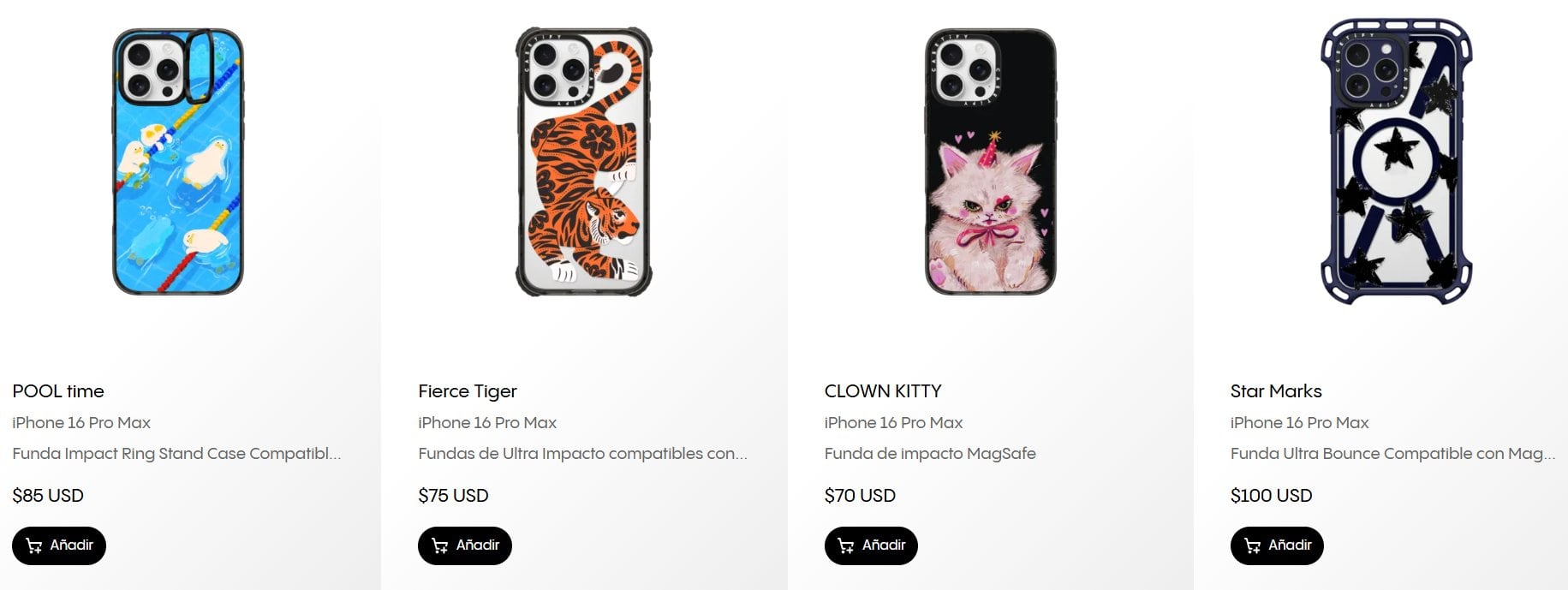Algunas de las fundas que se pueden conseguir en la web de Casetify.