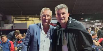 Andrés Fassi y Luis Fabián Artime, en la previa del clásico Belgrano-Talleres (Gentileza Las Palmas).