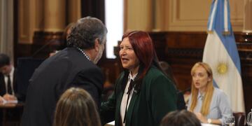La jueza Ana María Figueroa y el jefe del interbloque del Frente de Todos, José Mayans. Foto: Federico López Claro.