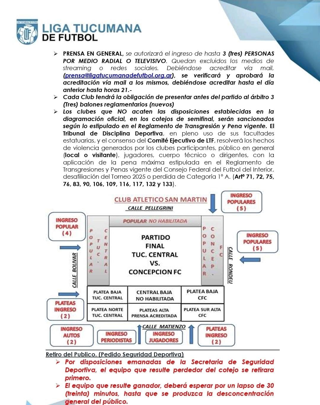 Ubicación de las barras
En el Estadio de San Martín