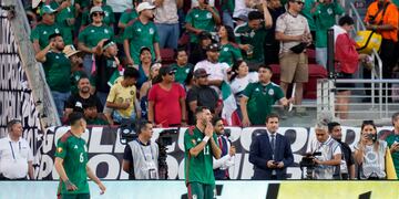 Santiago Giménez (11), delantero de la selección mexicana, reacciona durante el segundo tiempo del partido de la Copa Oro de CONCACAF en contra de Qatar, el domingo 2 de julio de 2023, en Santa Clara, California. (AP Foto/Godofredo A. Vásquez)