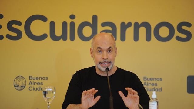 Horacio Rodríguez Larreta hablando en conferencia de prensa. (Foto: Federico López Claro)