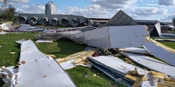Así quedaron las instalaciones de la granja avícola de Ezequiel Bernardi, en San Ambrosio. (Gentileza Valor Agregado Agro)