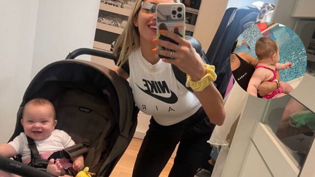 Agustina Gandolfo y Nina después de su primera clase de natación.