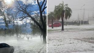 Fuerte tormenta y granizo en Rosario: las impactantes imágenes de las calles blancas
