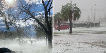 Fuerte tormenta y granizo en Rosario: las impactantes imágenes de las calles blancas