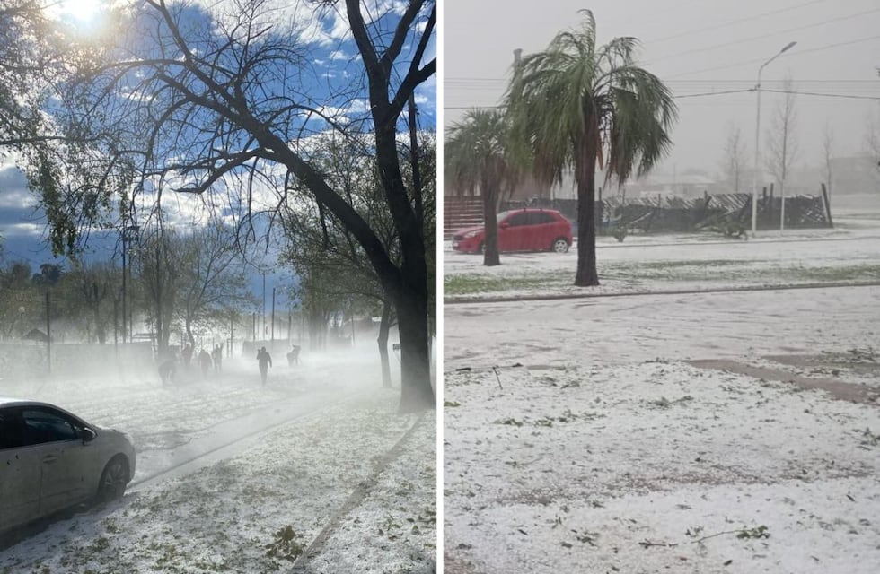 Fuerte tormenta y granizo en Rosario: las impactantes imágenes de las calles blancas