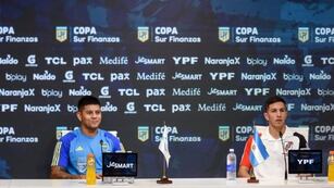 Marcos Rojo y Nacho Fernández, en la previa del Boca-River (Gentileza).