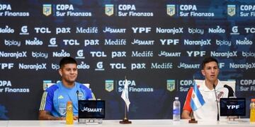 Marcos Rojo y Nacho Fernández, en la previa del Boca-River (Gentileza).