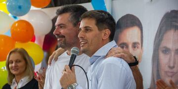 Germán Bottero y Leo Viotti, en el cierre de la campaña electoral, el domingo pasado.
