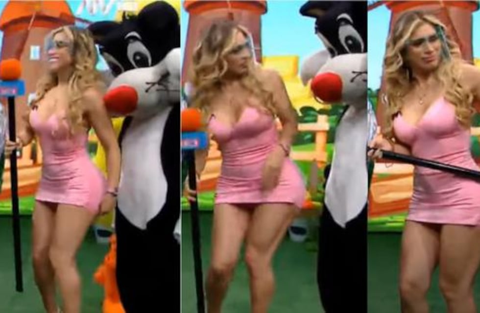 Un hombre disfrazado acosó a una conductora durante un programa de TV