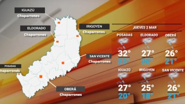 Jueves con tiempo inestable y probabilidad de tormentas en Misiones.