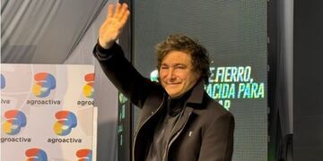 El presidente Javier Milei en la exposición Agroactiva, en la provincia de Santa Fe. Foto: Redes Sociales.