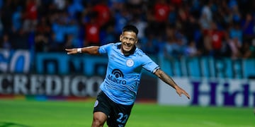 Nicolás Uvita Fernández marcó el primero de Belgrano ante Aldosivi en Alberdi por la quinta fecha del Apertura 2025