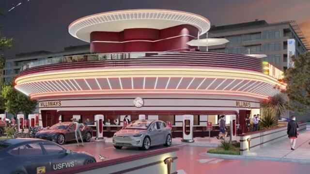 El restaurante futurista de Tesla con autocine y estación Supercharger finalmente se está convirtiendo en una realidad