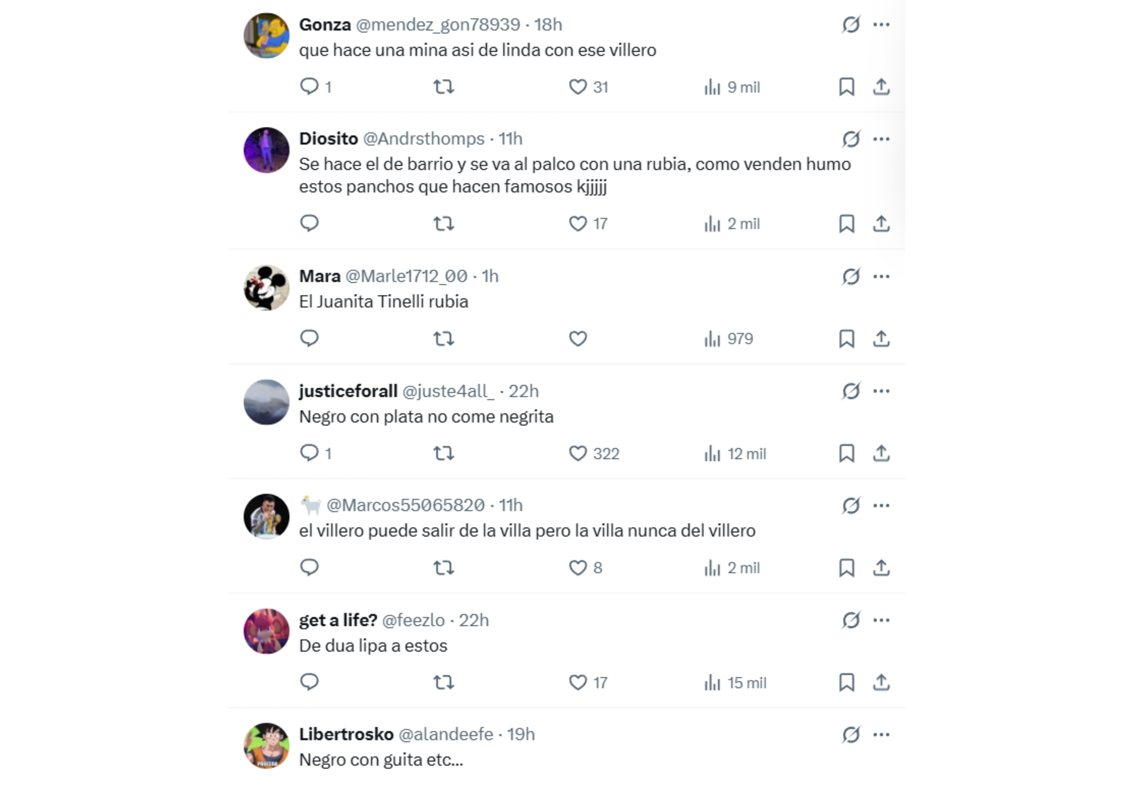 Los comentarios sobre las fotos de la pareja.