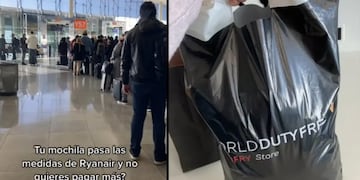 Con un sencillo truco, la pasajera pudo ganar algo de espacio en su equipaje. Gentileza: La Nación.