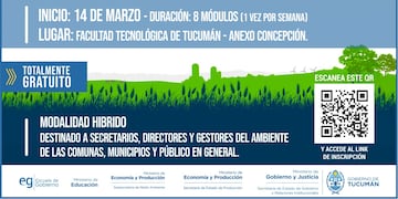 Comienza el curso gratuito sobre gestión ambiental en Tucumán, con modalidad híbrida.