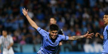 Festejo de Gonzalo Romero para que Belgrano le gane a Talleres. Como ocurrió ante Instituto.