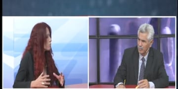 Gabriela Úzqueda junto al periodista Gremán Valdez, en Primer Plano (Canal 10 Tucumán)