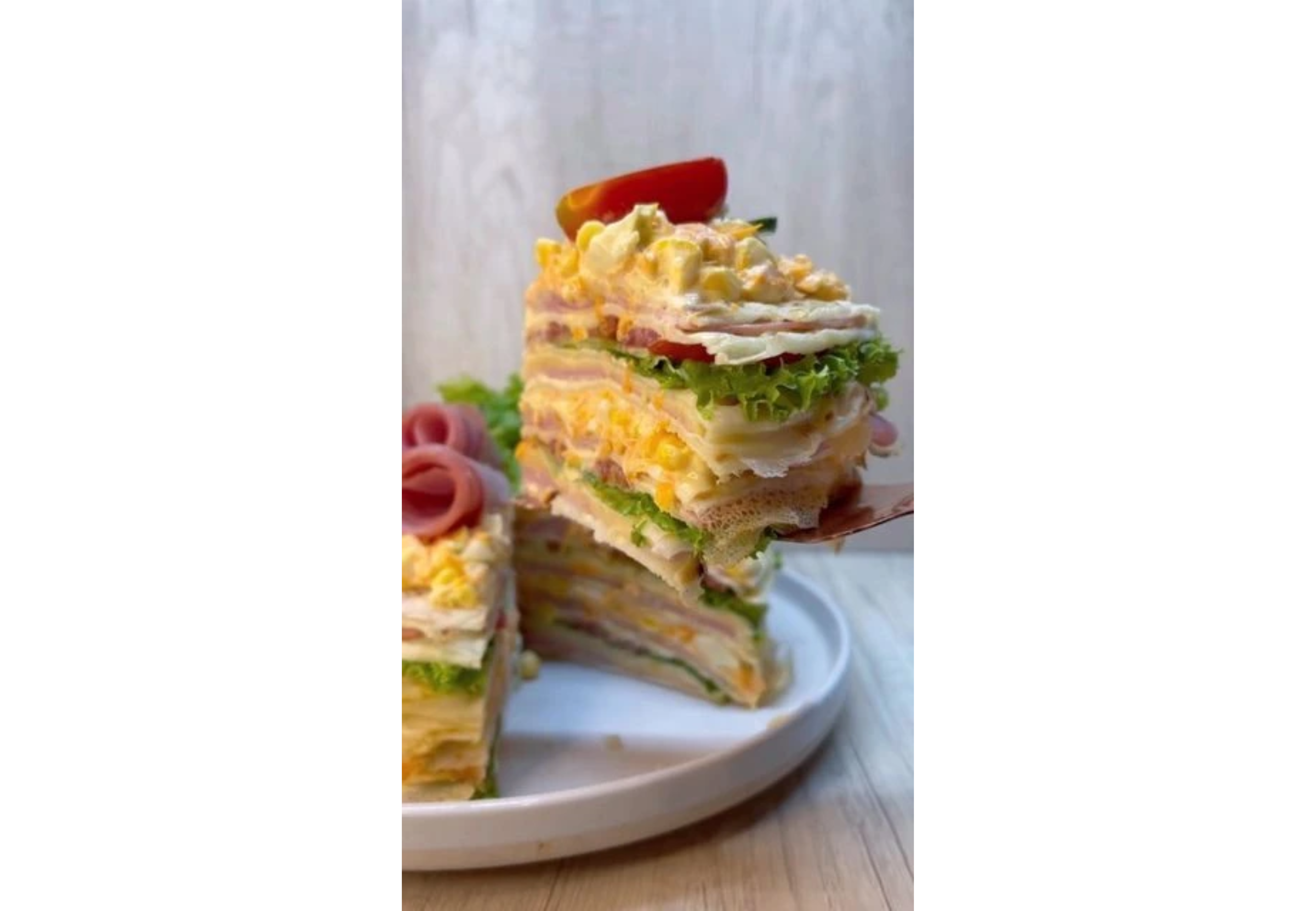 La torre de panqueques es típica en Navidad.