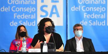 Carla Vizzotti habla en la reunión del COFESA en San Luis.