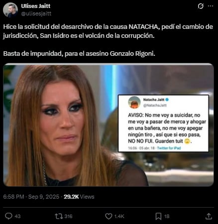 Así pidió Ulises Jaitt reabrir la causa por la muerte de su hermana Natacha.