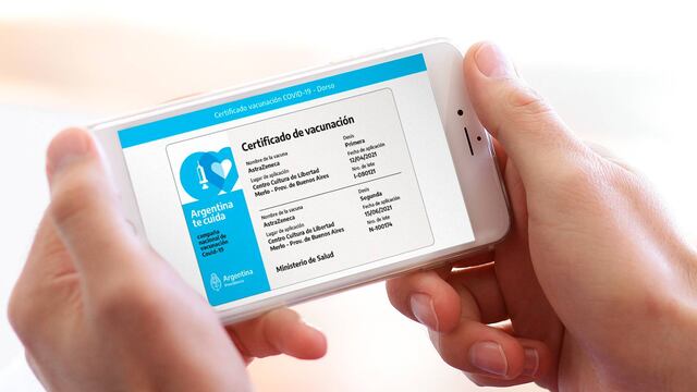 Certificado de vacunación en Argentina.