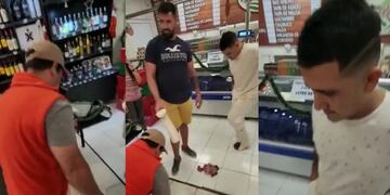 Un hombre grabó cuando los acusados se sacaban los pedazos de carne de las botas (Captura video).