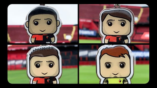 Colón vende llaveros en homenaje su arquero y los autores de los goles en la final de la Copa de la LPF contra Racing. (@ColonOficial)