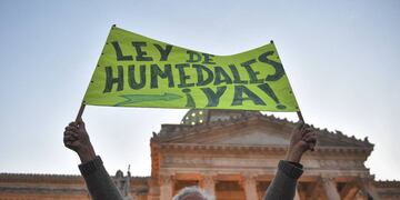 Reclamo en el Congreso por la ley de Humedales, una de las tantas paralizadas.