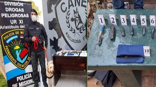 El hombre poseía 8 envoltorios de marihuana entre sus pertenencias.