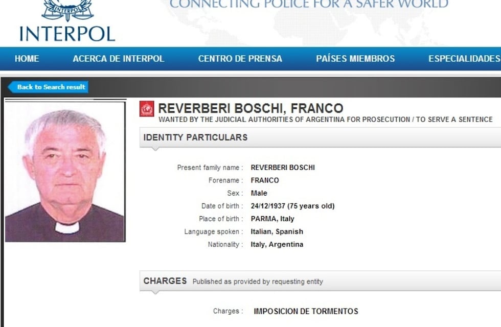 Un cura sanrafaelino está fugitivo en Italia por crímenes de lesa humanidad