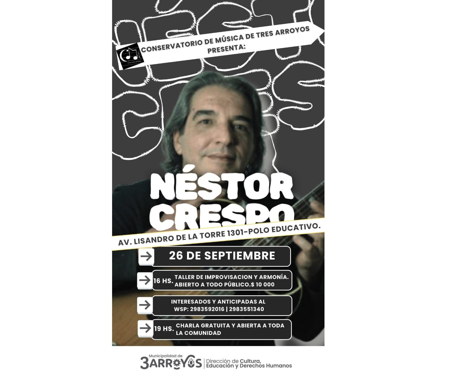 Néstor Crespo en el Conservatorio de Música de Tres Arroyos