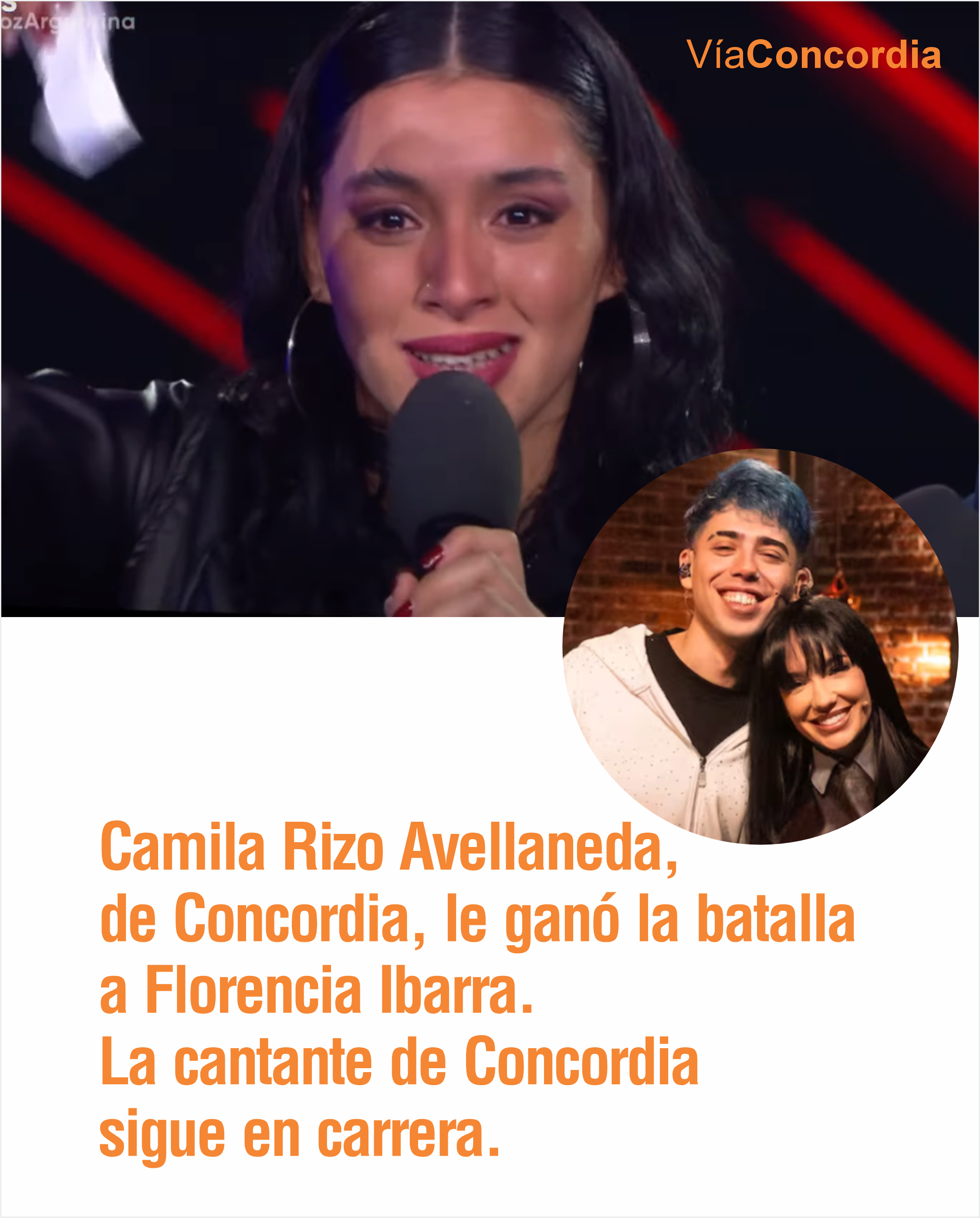 Camila Rizo Avellaneda brilló en “La Voz Argentina” y ganó su primera batalla.