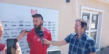 Ezequiel Parnisari en el entrenamiento de este miércoles.