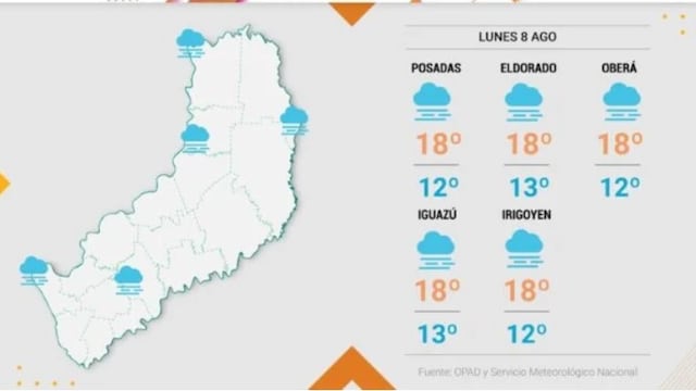 Se mantienen las inclemencias del tiempo para este lunes en Misiones.