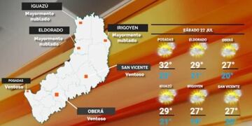 Sábado con buen tiempo y cielo mayormente despejado en Misiones.