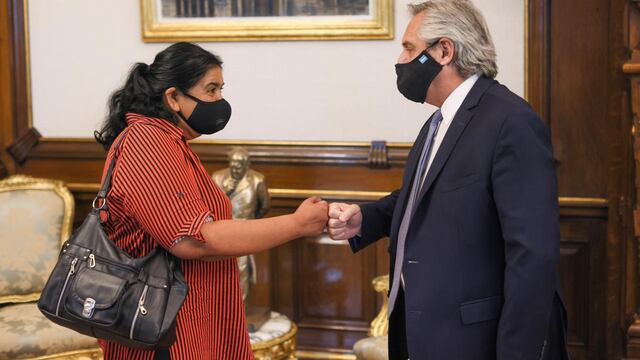 Reunión entre Alberto Fernández y Margarita Barrientos, de Los Piletones