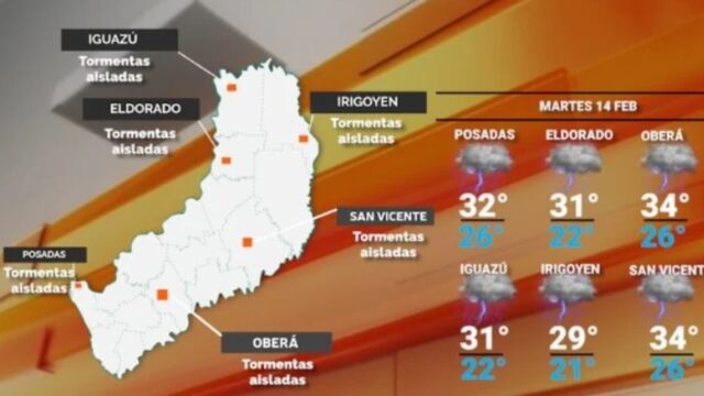 Martes con arribo de lluvias y tormentas aisladas a Misiones.