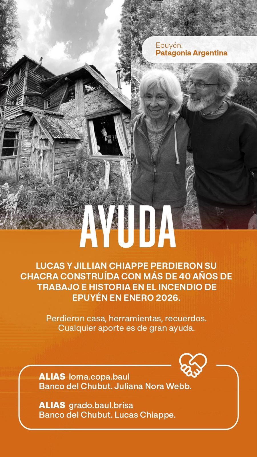 Damnificados por los incendios en la Patagonia