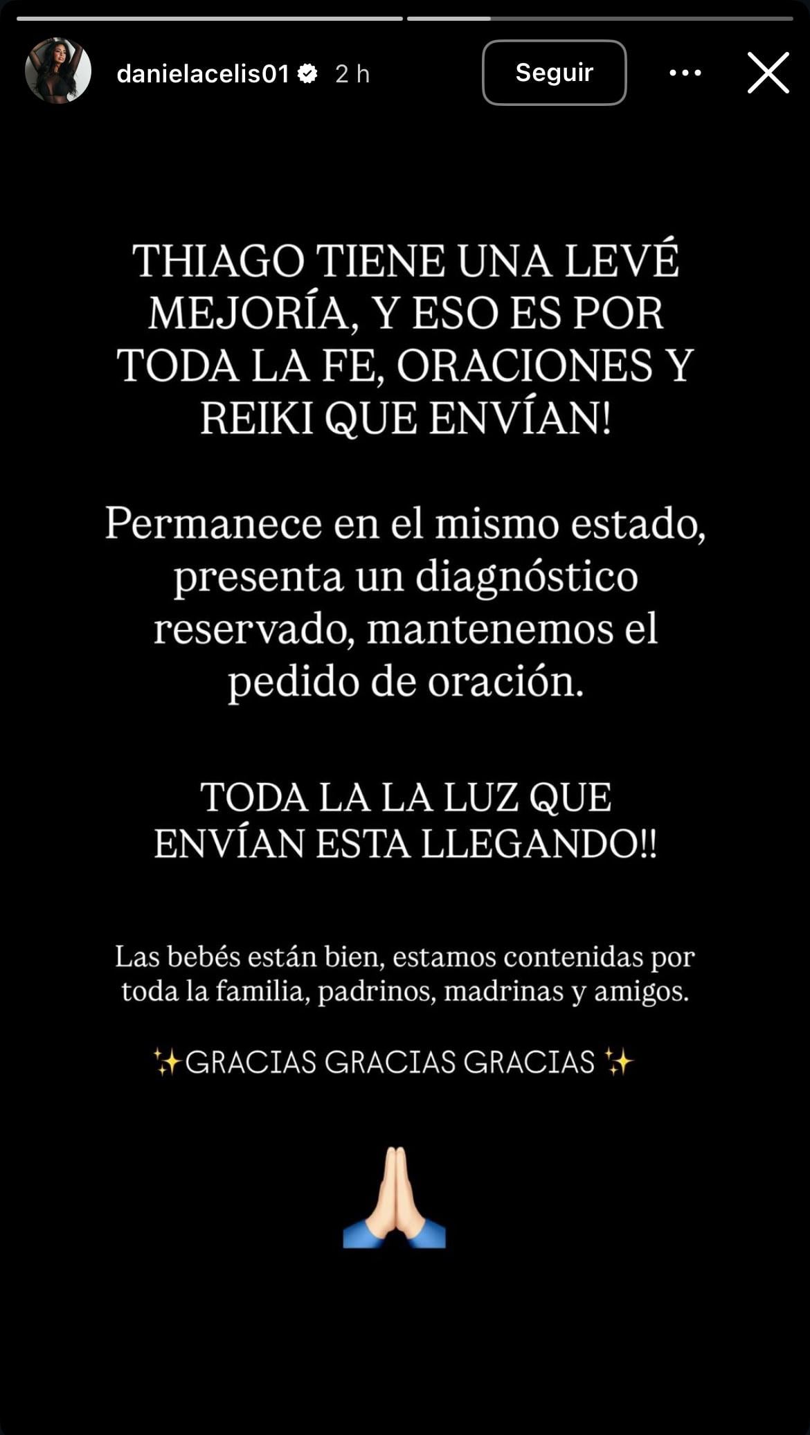 Los mensajes de Daniela Celis y su hijas para Thiago Medina (Captura de pantalla)