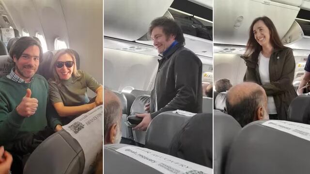 Los candidatos a presidente por LLA y el FI se cruzaron en el vuelo a Santiago del Estero, donde será el debate presidencial. Foto: Los Andes