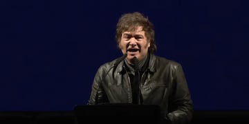 Javier Milei en el acto en Parque Lezama