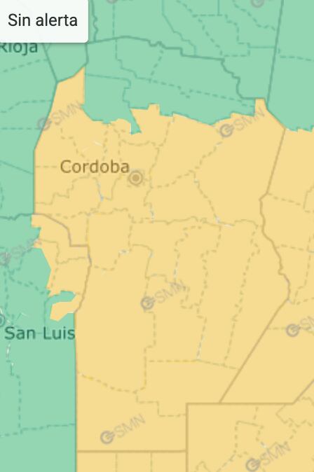 Las zonas de Córdoba bajo la alerta amarilla por tormentas para Córdoba.