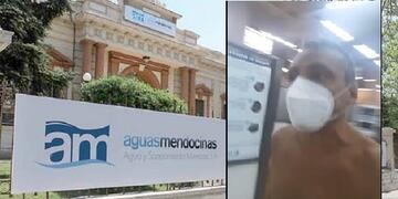 Un vecino protestó en las oficinas de Aguas Mendocinas, desnudo reclamando que hacía cuatro días no se podía bañar por la falta del suministro.