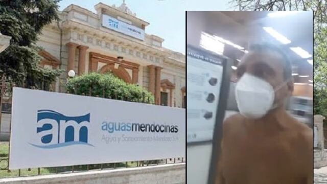 Un vecino protestó en las oficinas de Aguas Mendocinas, desnudo reclamando que hacía cuatro días no se podía bañar por la falta del suministro.