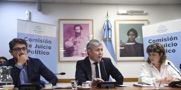 El exadministrador de la Corte Suprema de Justicia, Héctor Marchi en la Comisión de Juicio Político. Foto: HCDN.